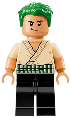 Roronoa Zoro - Tan Shirt, Hair, Closed Mouth Grin / Open Mouth Scowl