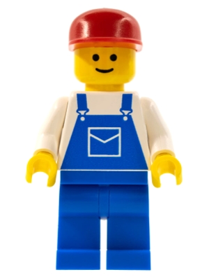 Overalls Blue with Pocket, Blue Legs, Red Cap