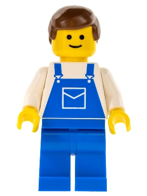 Overalls Blue with Pocket, Blue Legs, Brown Male Hair