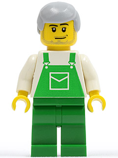 Overalls Green with Pocket, Green Legs, Light Bluish Gray Male Hair