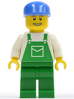 Overalls Green with Pocket, Green Legs, Blue Cap, Thin Grin with Teeth