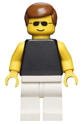Plain Black Torso with Yellow Arms, White Legs, Sunglasses, Brown Male Hair