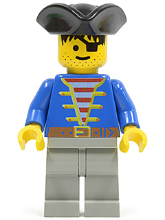 Pirate Blue Jacket, Light Gray Legs, Black Pirate Triangle Hat
