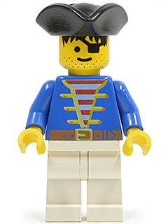 Pirate Blue Jacket White Legs, Black Pirate Triangle Hat
