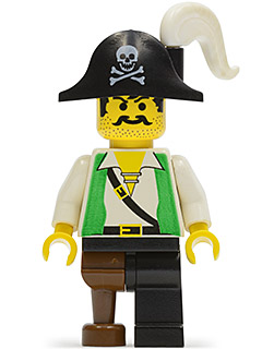 Pirate Green Vest, Black Leg with Pegleg, Black Pirate Hat with Skull