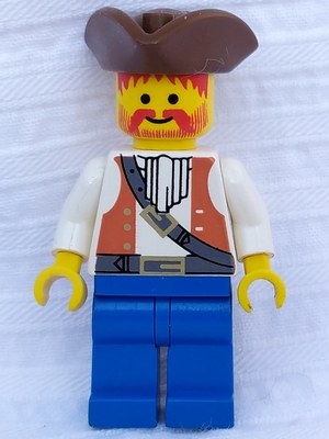 Pirate Brown Vest Ascot, Blue Legs, Brown Pirate Triangle Hat