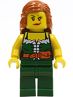 Pirate Female, Dark Green Legs, Scar over Left Eye