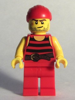 Pirate 5 - Black and Red Stripes, Red Legs, Scar