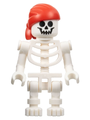 Skeleton - Standard Skull, Bent Arms Vertical Grip, Red Bandana with Double Tail in Back