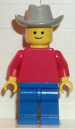 Plain Red Torso with Red Arms, Blue Legs, Light Gray Cowboy Hat