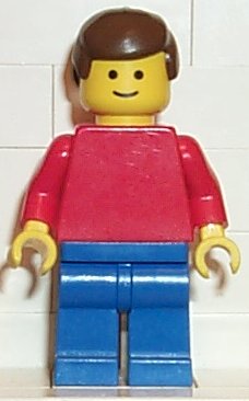 Plain Red Torso with Red Arms, Blue Legs, Brown Male Hair