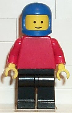 Plain Red Torso with Red Arms, Black Legs, Blue Classic Helmet