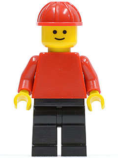 Plain Red Torso with Red Arms, Black Legs, Red Construction Helmet