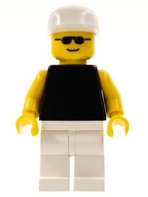 Plain Black Torso with Yellow Arms, White Legs, White Cap, Sunglasses