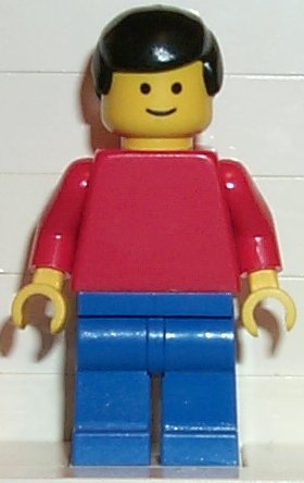 Plain Red Torso with Red Arms, Blue Legs, Black Male Hair
