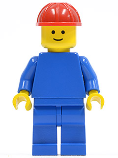 Plain Blue Torso with Blue Arms, Blue Legs, Red Construction Helmet