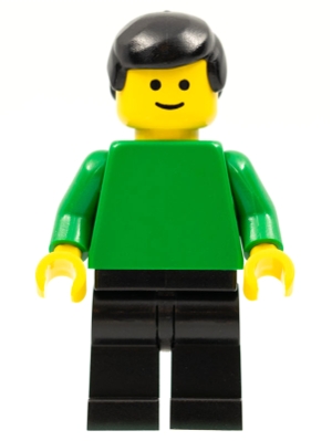 Plain Green Torso with Green Arms, Black Legs, Black Male Hair