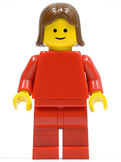 Plain Red Torso with Red Arms, Red Legs, Brown Female Hair