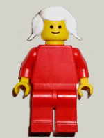 Plain Red Torso with Red Arms, Red Legs, White Pigtails Hair