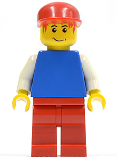 Plain Blue Torso with White Arms, Red Legs, Red Cap, Red Hair