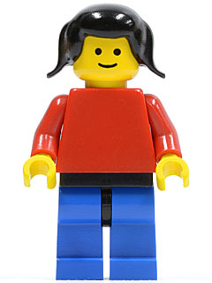 Plain Red Torso with Red Arms, Blue Legs with Black Hips, Black Pigtails Hair