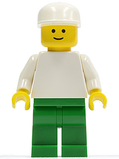 Plain White Torso with White Arms, Green Legs, White Cap, Standard Grin