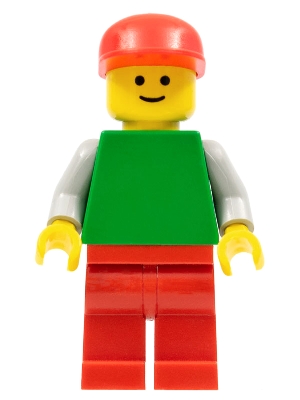 Plain Green Torso with Light Gray Arms, Red Legs, Red Cap