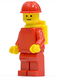 Plain Red Torso with Red Arms, Red Legs, Red Construction Helmet, Yellow Air Tanks