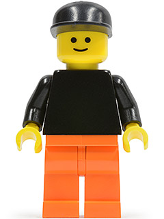 Plain Black Torso with Black Arms, Orange Legs, Black Cap
