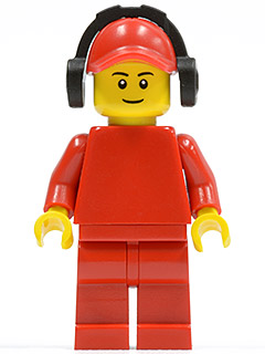 Plain Red Torso with Red Arms, Red Legs, Red Cap with Hole, Headphones