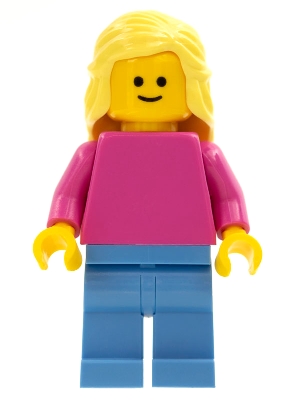 Plain Dark Pink Torso with Dark Pink Arms, Medium Blue Legs, Bright Light Yellow Female Hair Mid-Length