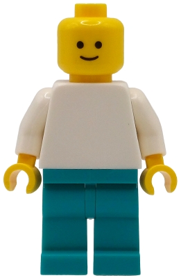 Plain White Torso, Dark Turquoise Legs, Standard Grin