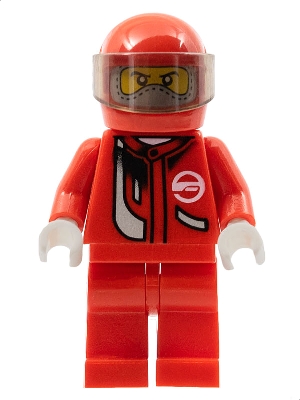 Racer, Red with Light Bluish Gray Balaclava, Red Helmet, Trans-Black Visor