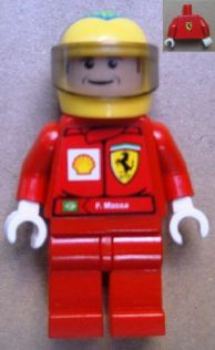 F1 Ferrari - F. Massa with Helmet Yellow Printed - with Torso Stickers Shell