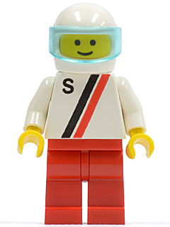 'S' - White with Red / Black Stripe, Red Legs, White Helmet, Trans-Light Blue Visor