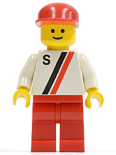 'S' - White with Red / Black Stripe, Red Legs, Red Cap