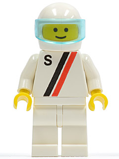 'S' - White with Red / Black Stripe, White Legs, White Helmet, Trans-Light Blue Visor