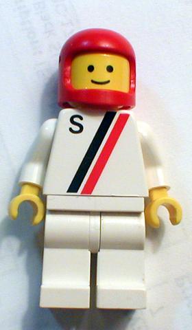 'S' - White with Red / Black Stripe, White Legs, Red Classic Helmet