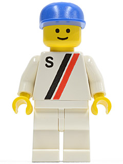 'S' - White with Red / Black Stripe, White Legs, Blue Cap