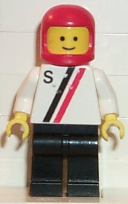 'S' - White with Red / Black Stripe, Black Legs, Red Classic Helmet
