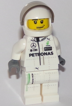 Mercedes Petronas Race Car Driver, White Helmet