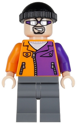 Two-Face's Henchman in Orange and Purple Outfit with Glasses