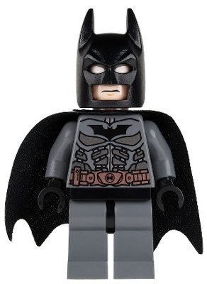 Batman, Dark Bluish Gray Suit, Black Cape and Cowl, Light Nougat Head, Black Hips