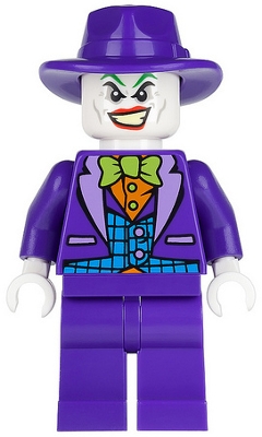 The Joker with Lime Bow Tie and Wide Brim Dark Purple Hat