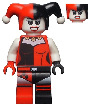 Harley Quinn in Black and Red Jester Outfit with White Arms