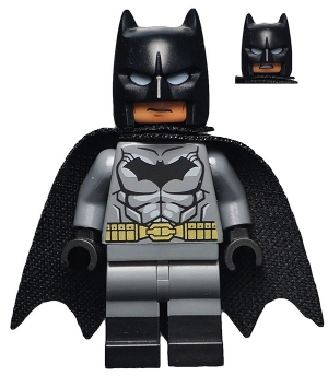 Batman, Dark Bluish Gray Suit, Black Cape and Cowl, Black Head, Black Boots, Small Batman Logo