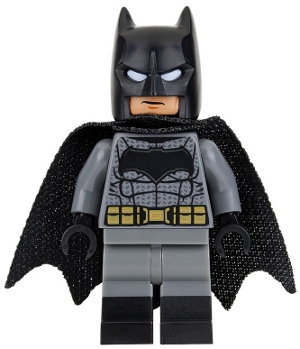 Batman, Dark Bluish Gray Suit, Black Cape and Cowl, Black Head, Black Boots, Large Batman Logo