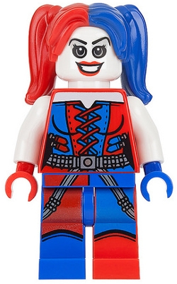 Harley Quinn in Blue and Red Outfit and Hair