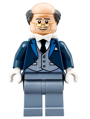 Alfred Pennyworth, Balding, Dark Blue Suit with Pinstripe Vest
