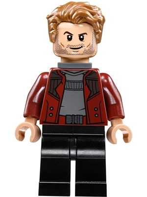 Star-Lord in Dark Red Outfit with Open Jacket and Neck Bracket